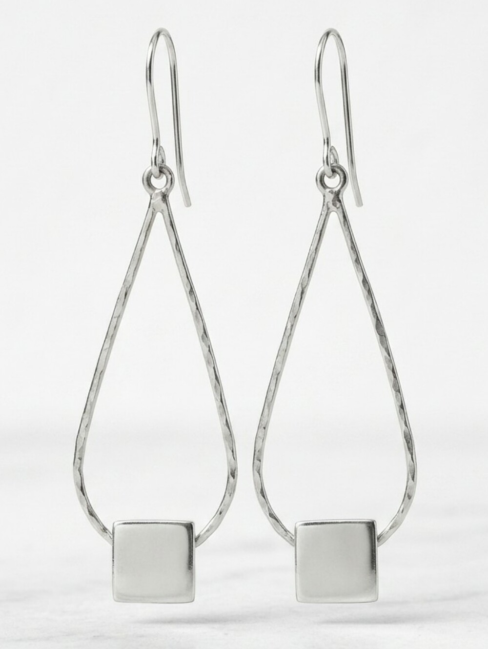 Vintage Sterling Silver 925 Teardrop Geometric Dangle Earrings Minimalist